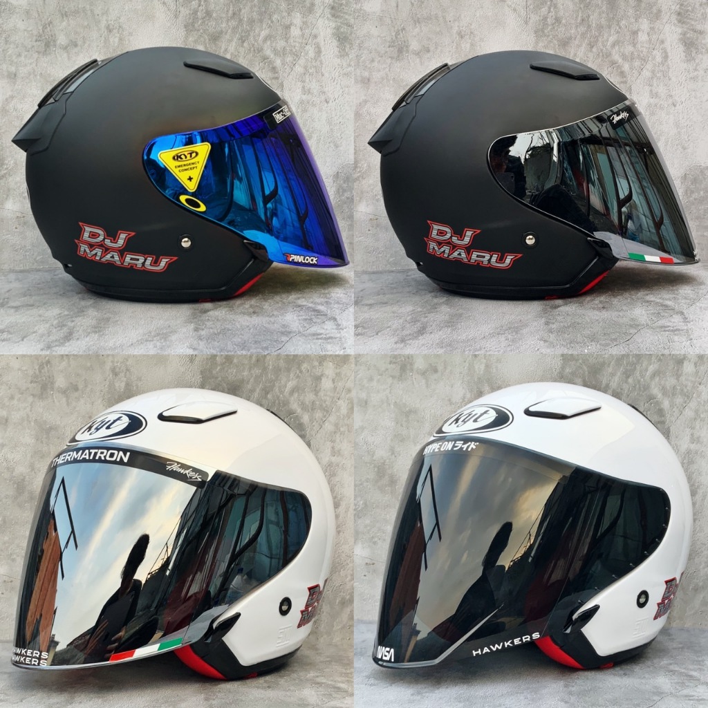 Jual HELM DJ MARU HITAM DOFF / DJ MARU PUTIH POLOS KACA BERWARNA