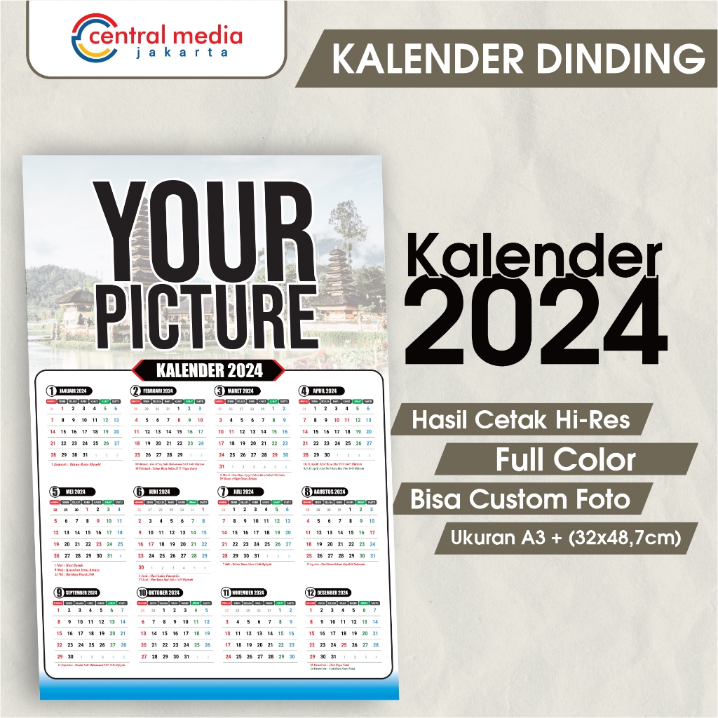 Jual Cetak Kalender Dinding 2024 Poster Custom Foto AC 260 | Shopee ...