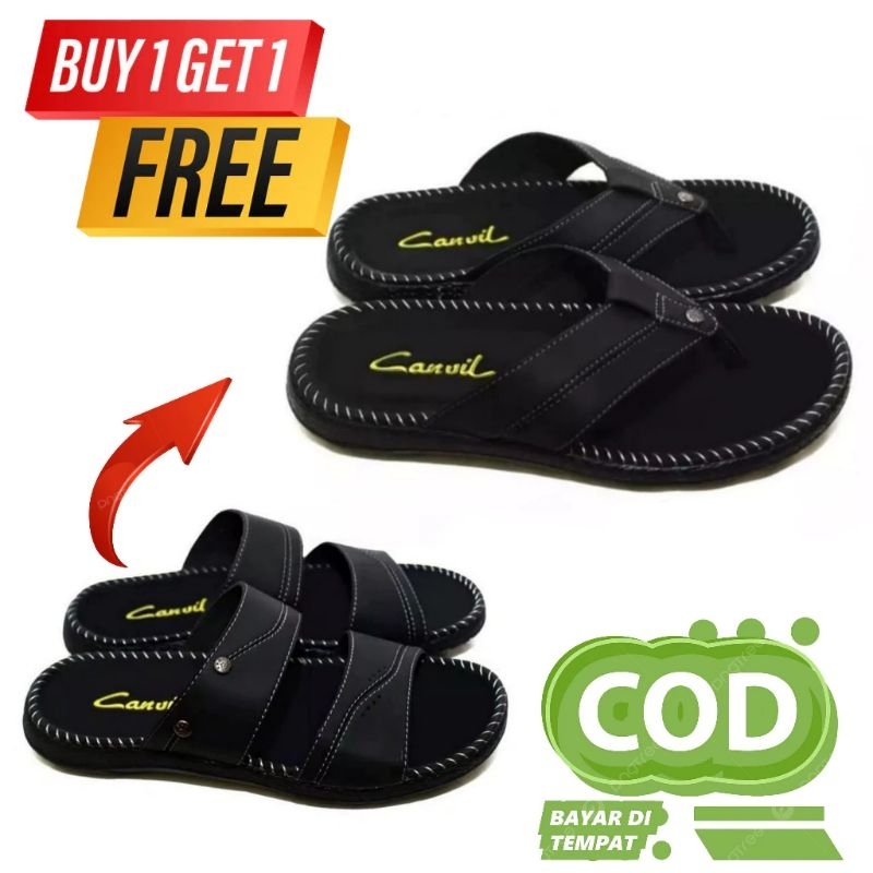 Beli 1 Pasang Buy1 Get1 Sandal Pria Box Kulit Karet Kasual Formal - foto 3