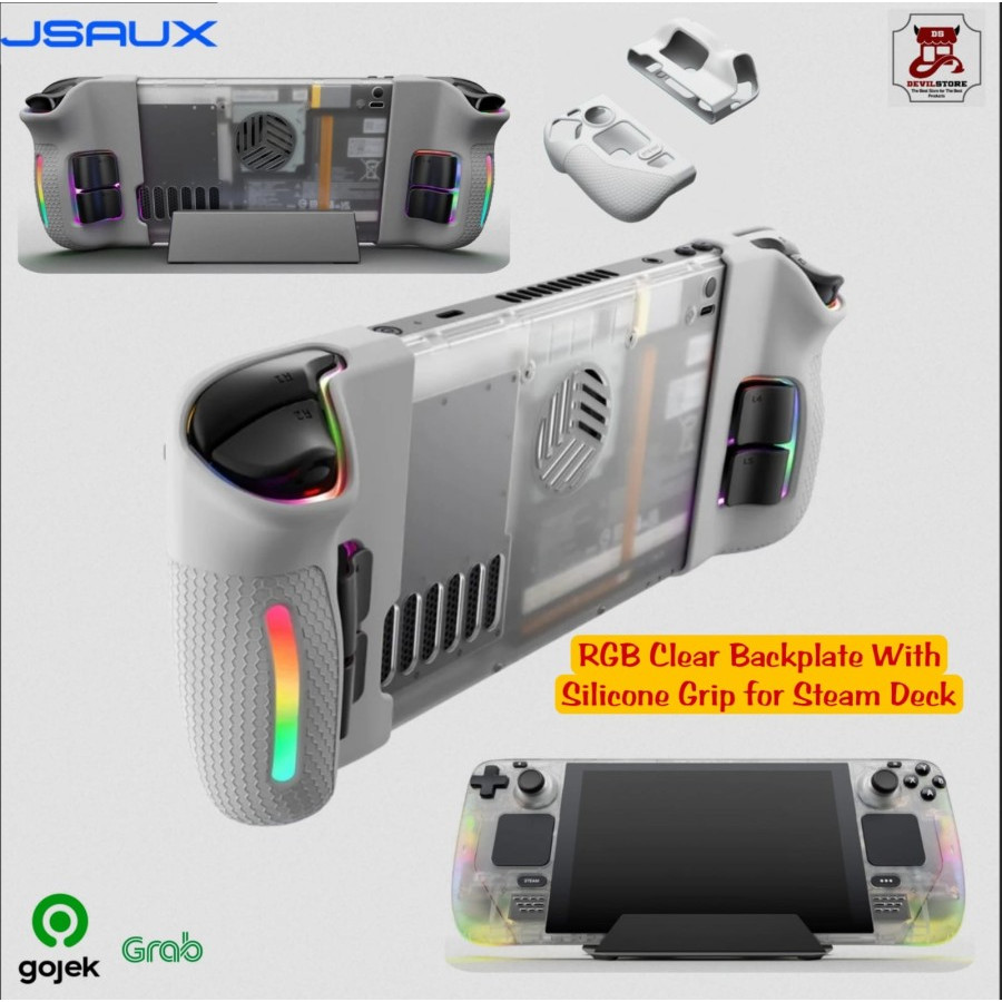 Jual Jsaux Rgb Transparent Back Plate Vent And Silicone Grip For Steam Deck Shopee Indonesia