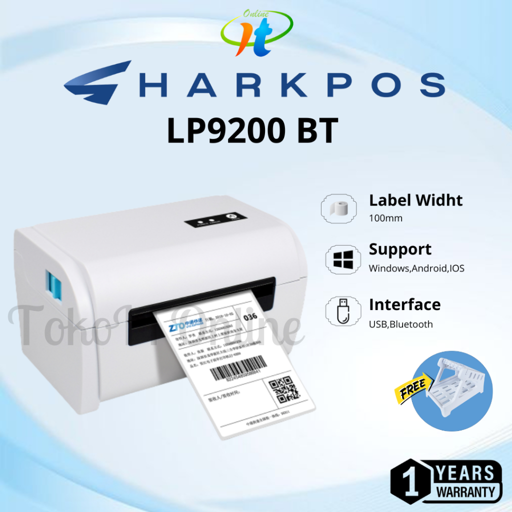 Jual Printer Barcode Thermal Sharkpos ZJ9200 ZJ 9200 ZJ9200 100mm USB Bluetooth Printer Resi A6