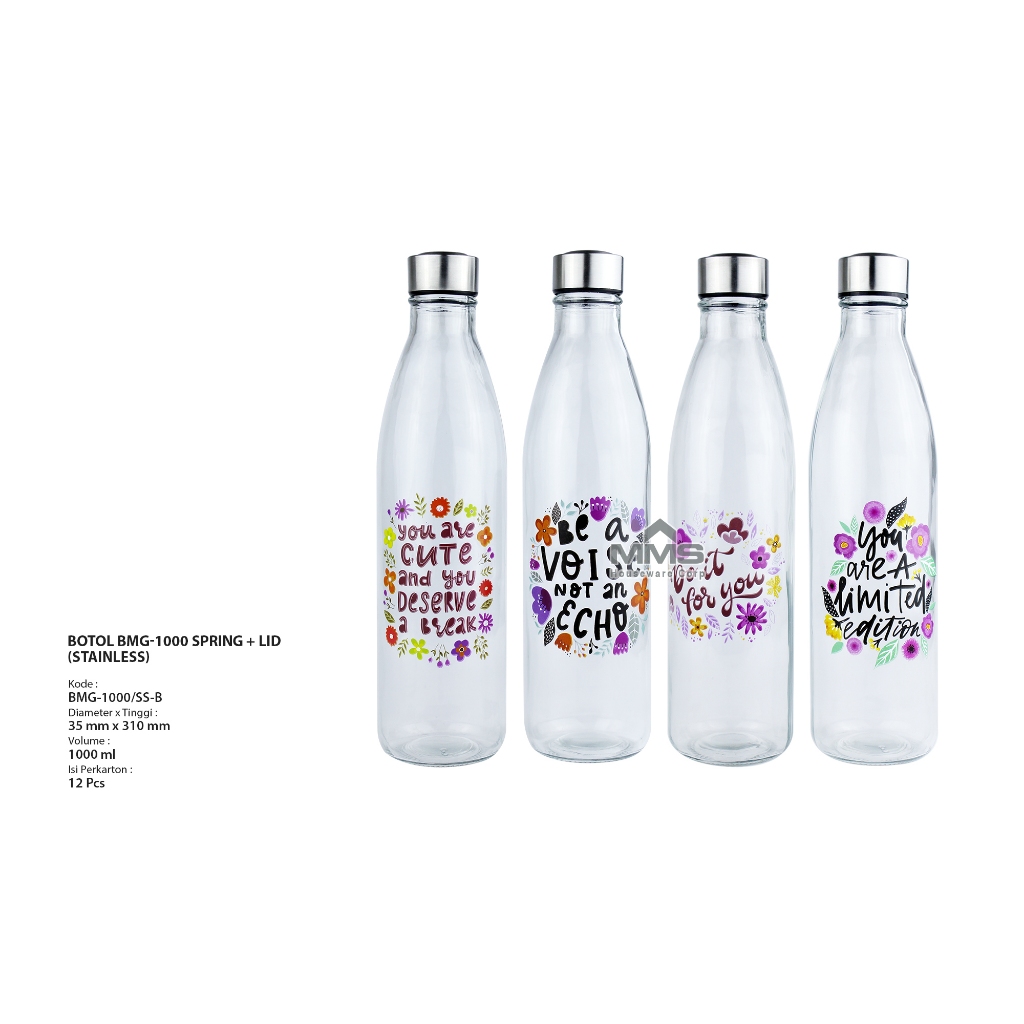 Jual #Botol Kaca #Glass Bottle Spring Tutup Stainless 1000ml (BMG-1000 ...