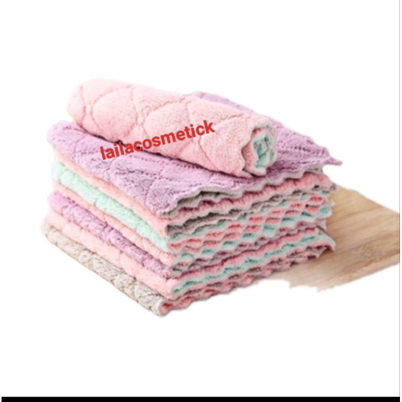 Jual kain lap meja piring lap dapur coral mocrofiber Lapis Ganda Tebal ...