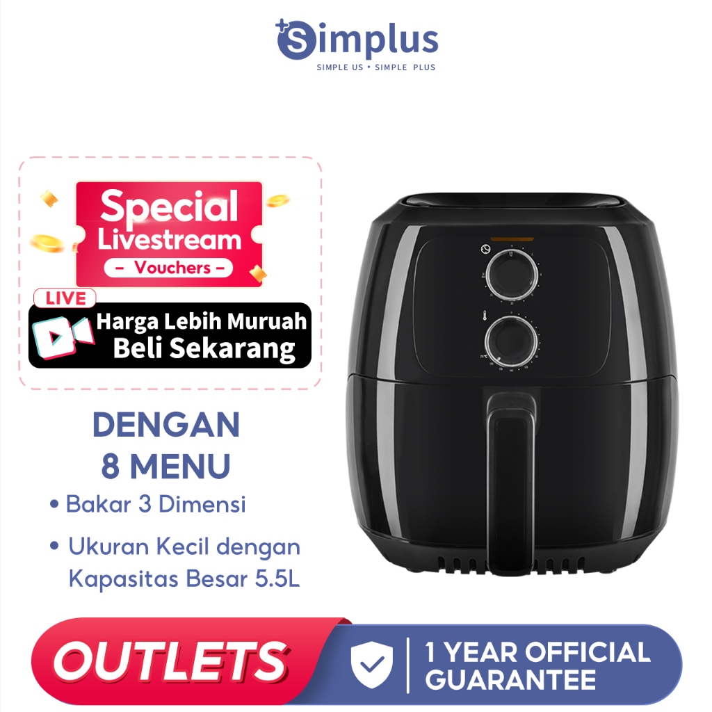 Jual SIMPLUS Air Fryer Kapasitas Besar 5L Penggunaan Multifungsi ...