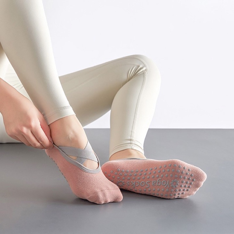 Kaos Kaki Yoga Tali Silang Gym Senam Ballet Pilates Pendek Anti Slip Socks