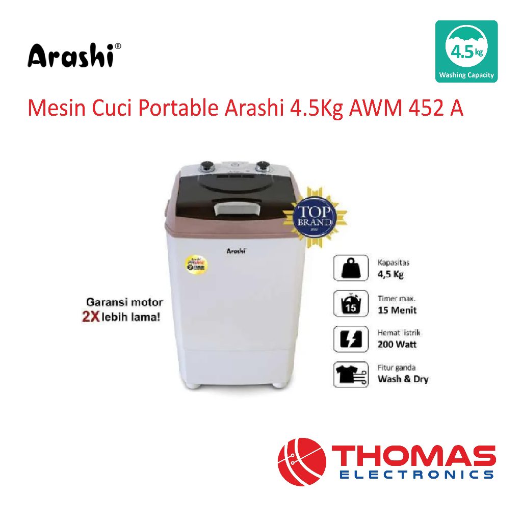 Jual Mesin Cuci Portable Arashi Awm A Awm A Kg Mini Laundry Garansi Resmi Shopee