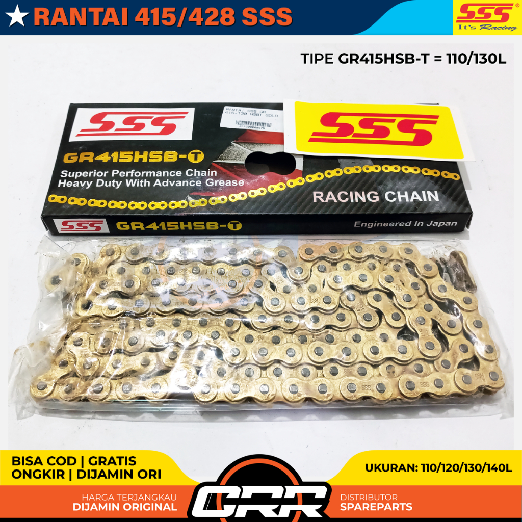 Jual Rantai SSS 415 / 428 Gold Tipe GS415HSB / GS415HSB-T / GR428HSB ...