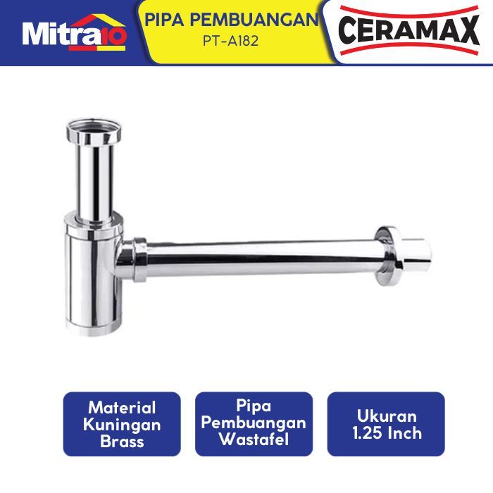 Jual Ceramax P-Trap Pipa Pembuangan Wastafel PT-A182 1 1/4 Inch ...