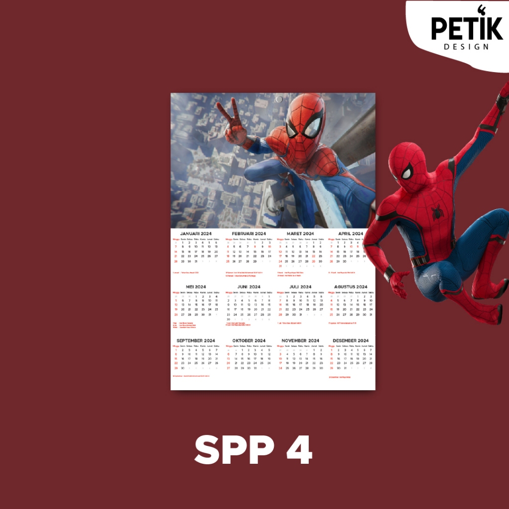 Jual Kalender Dinding Poster Spiderman 2024 Shopee Indonesia
