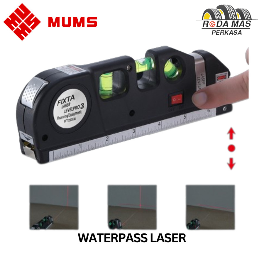 Jual Waterpass Laser Waterpas Fixta Level Pro 3 Water Pass + Meteran ...