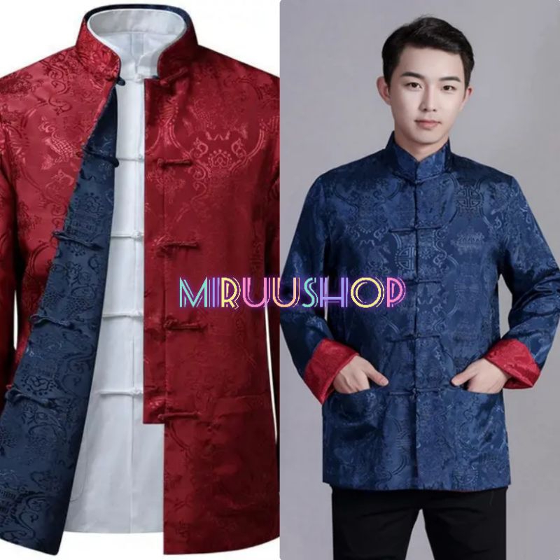 Jual Cheongsam qipao laki laki pria bahan satin premium 2 ways bolak balik 2 warna Shopee Indonesia