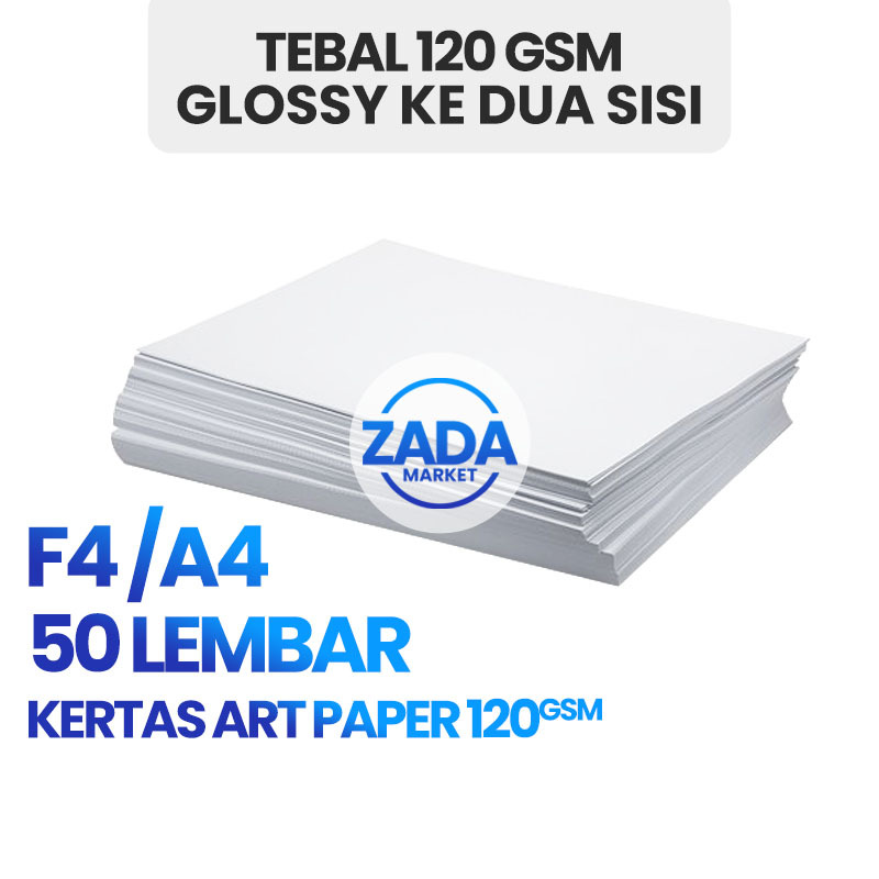 Jual 50 Lembar Kertas Art Paper Gramasi 120 Gr Gsm F4 And A4 Artpaper Glossy Kosong Untuk Amplop 1007