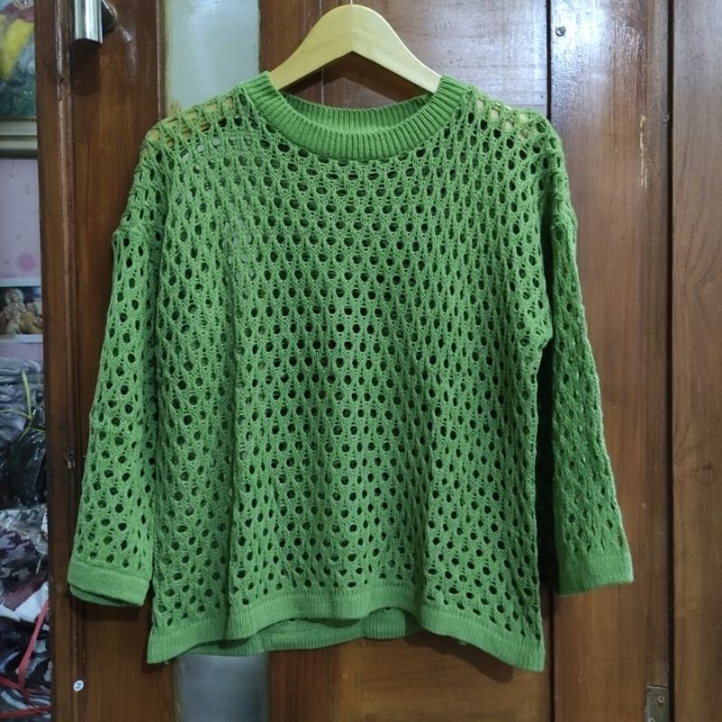 Jual Crop Top Rajut Jaring/outer rajut jaring | Shopee Indonesia