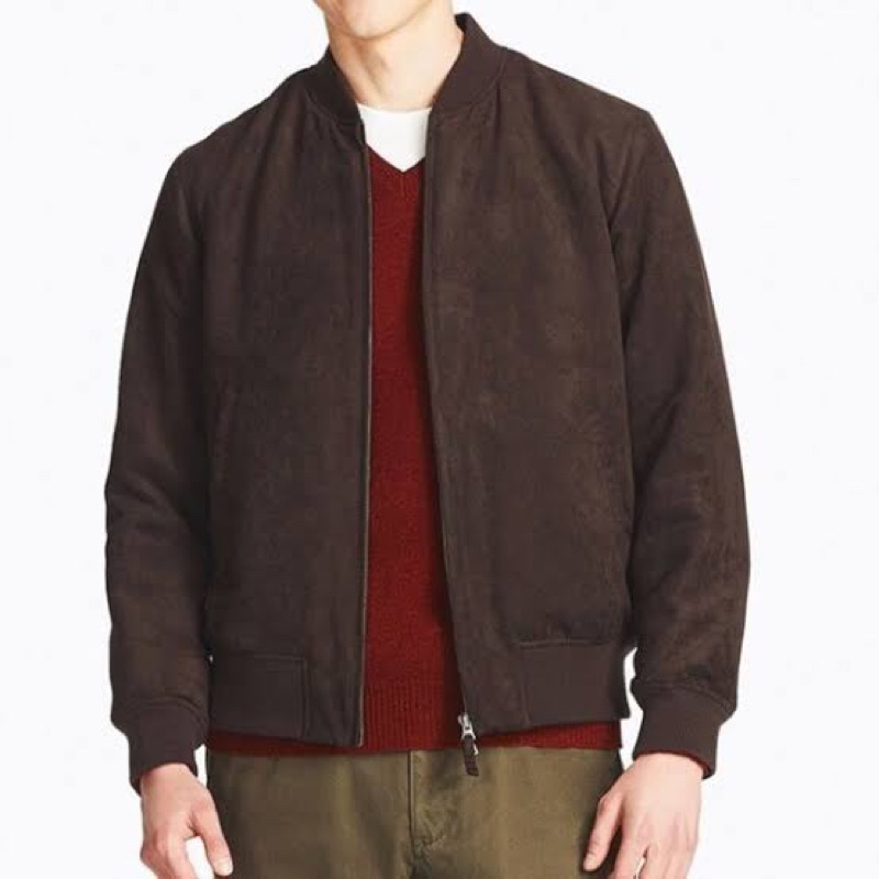 Uniqlo faux suede bomber new arrivals