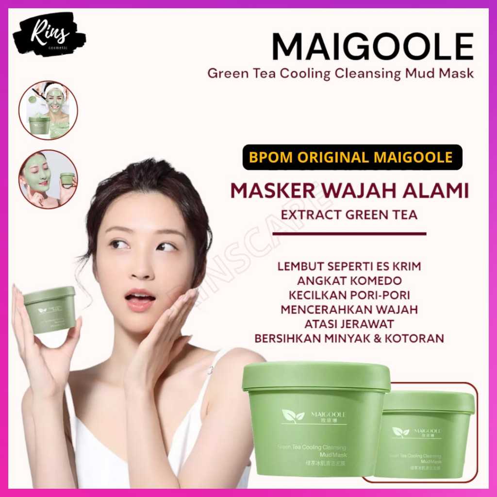 Jual Original Maigoole Green Tea Clay Mask Cooling Cleansing Mud Mask 100gr Shopee Indonesia