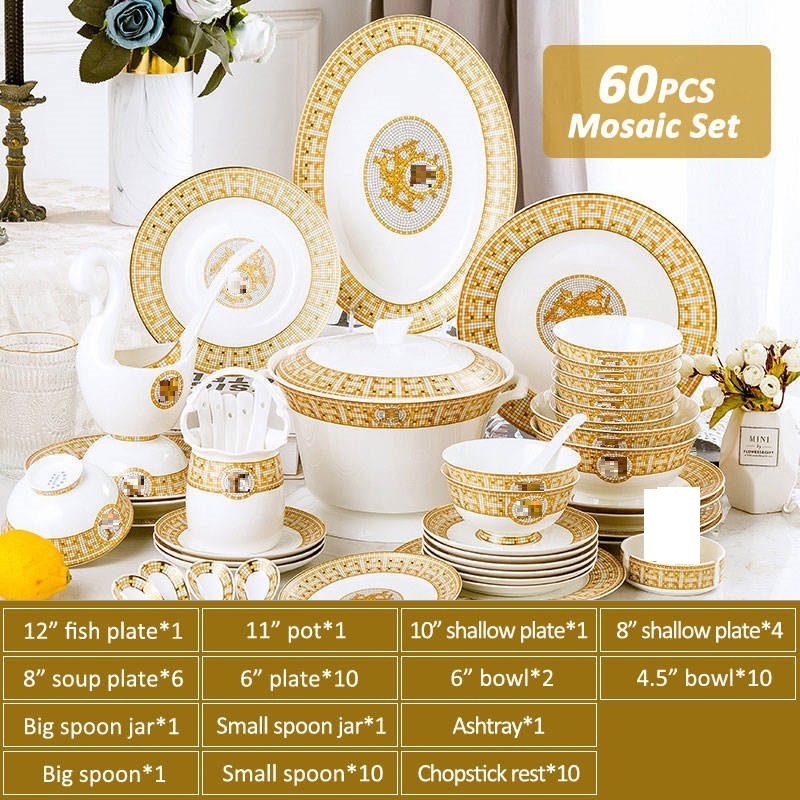 Jual Littleappleo H Plate Set Str Dezhen Mangkok Dan Piring Mewah Set Rumah Kombinasi 3970