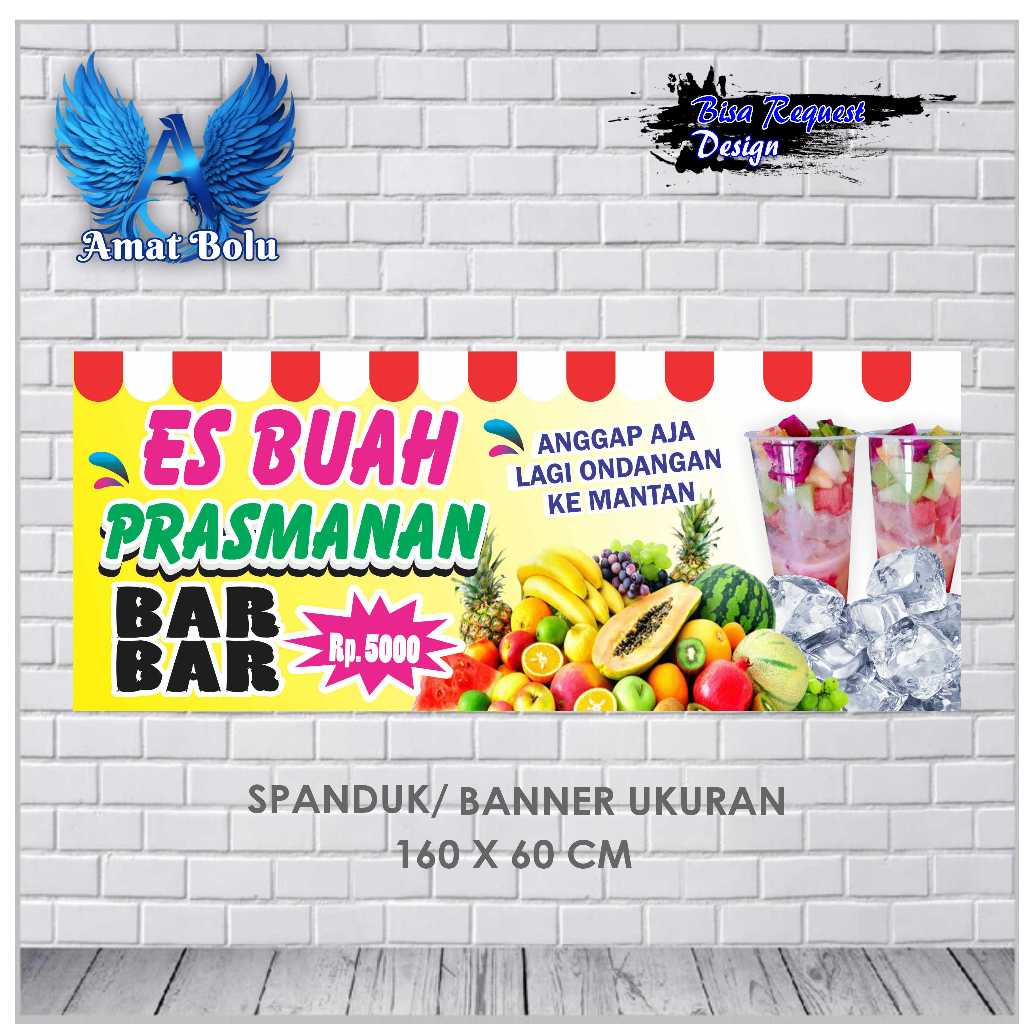 Jual Banner Spandukl Es Buah Parasmanan Barbar Waran Kuning Ukuran X Bisa Request Shopee