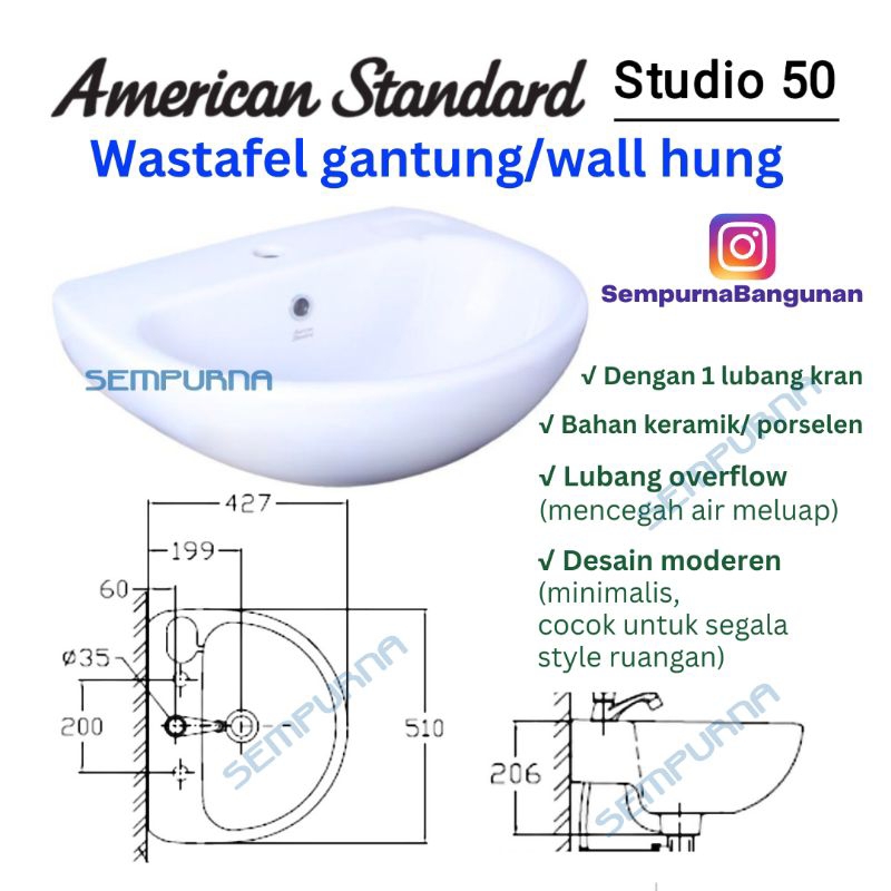 Jual Wastafel washtafel keramik porselen gantung dinding tembok