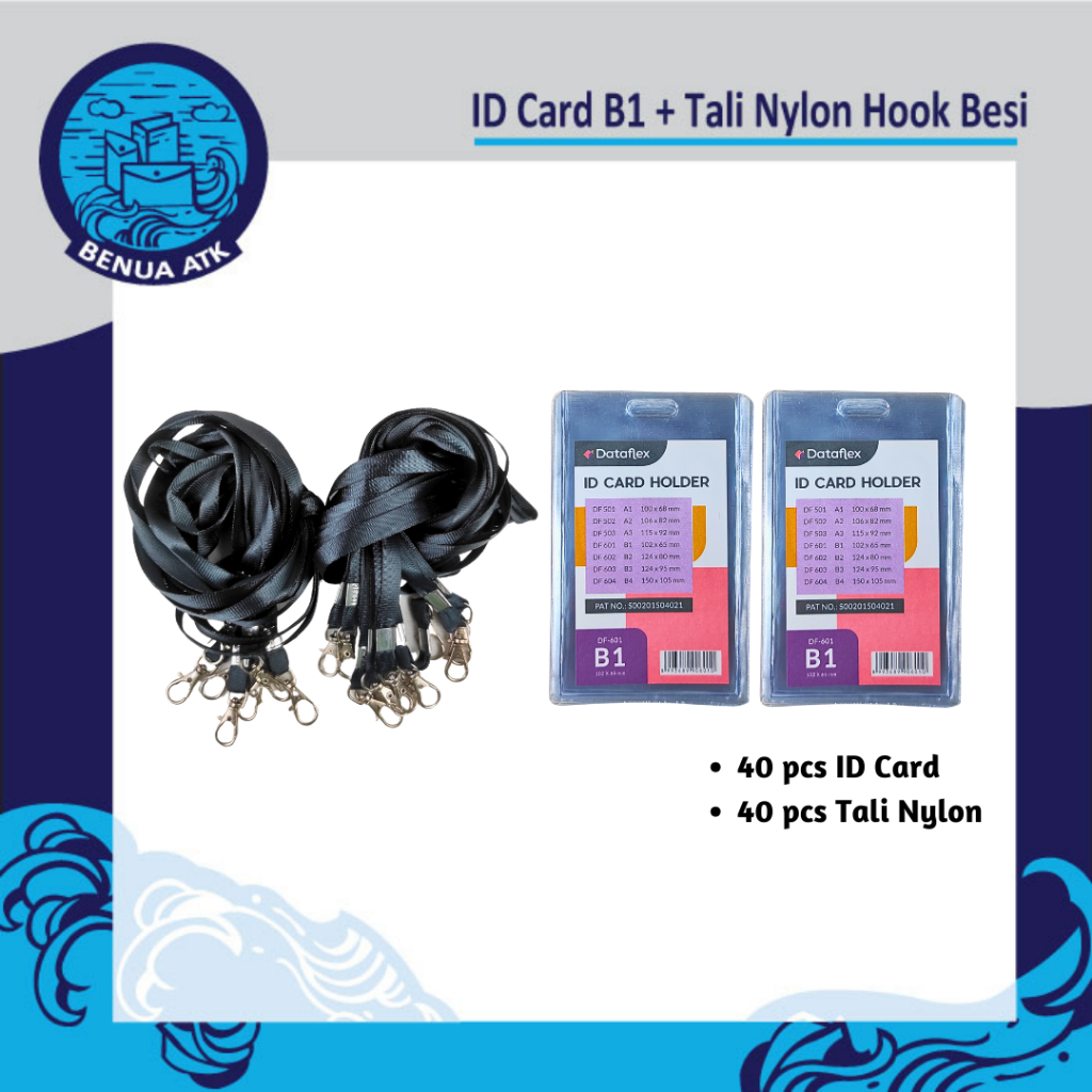Jual Bundling ID Card B1 + Tali ID Nylon Hook Besi Dataflex [NYLK ...