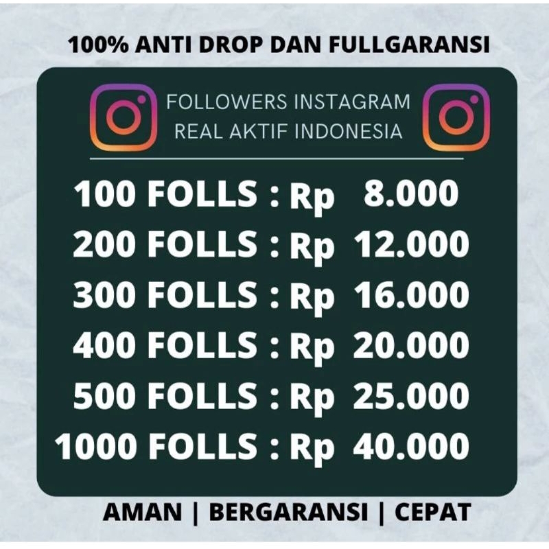 Jual Followers Instagram Real Aktif Indonesia Permanen ANTI DROP