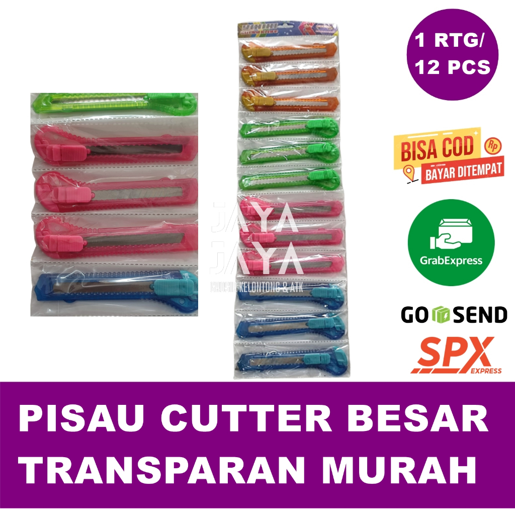 Jual Pisau Cutter Besar Transparant Murah 1 Renteng 12 PCS | Shopee ...