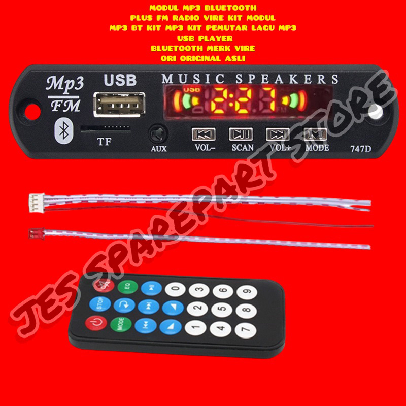 Jual MODUL MP3 BLUETOOTH PLUS FM RADIO VIRE KIT MODUL MP3 BT KIT MP3