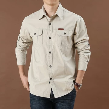 Komara Store Kemeja Polos Lengan Panjang Pria Bahan Baby Canvas Reguler Fit Casual Formal Katun