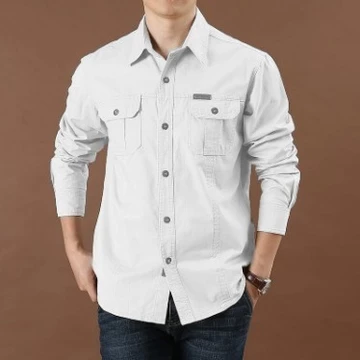 Komara Store Kemeja Polos Lengan Panjang Pria Bahan Baby Canvas Reguler Fit Casual Formal Katun