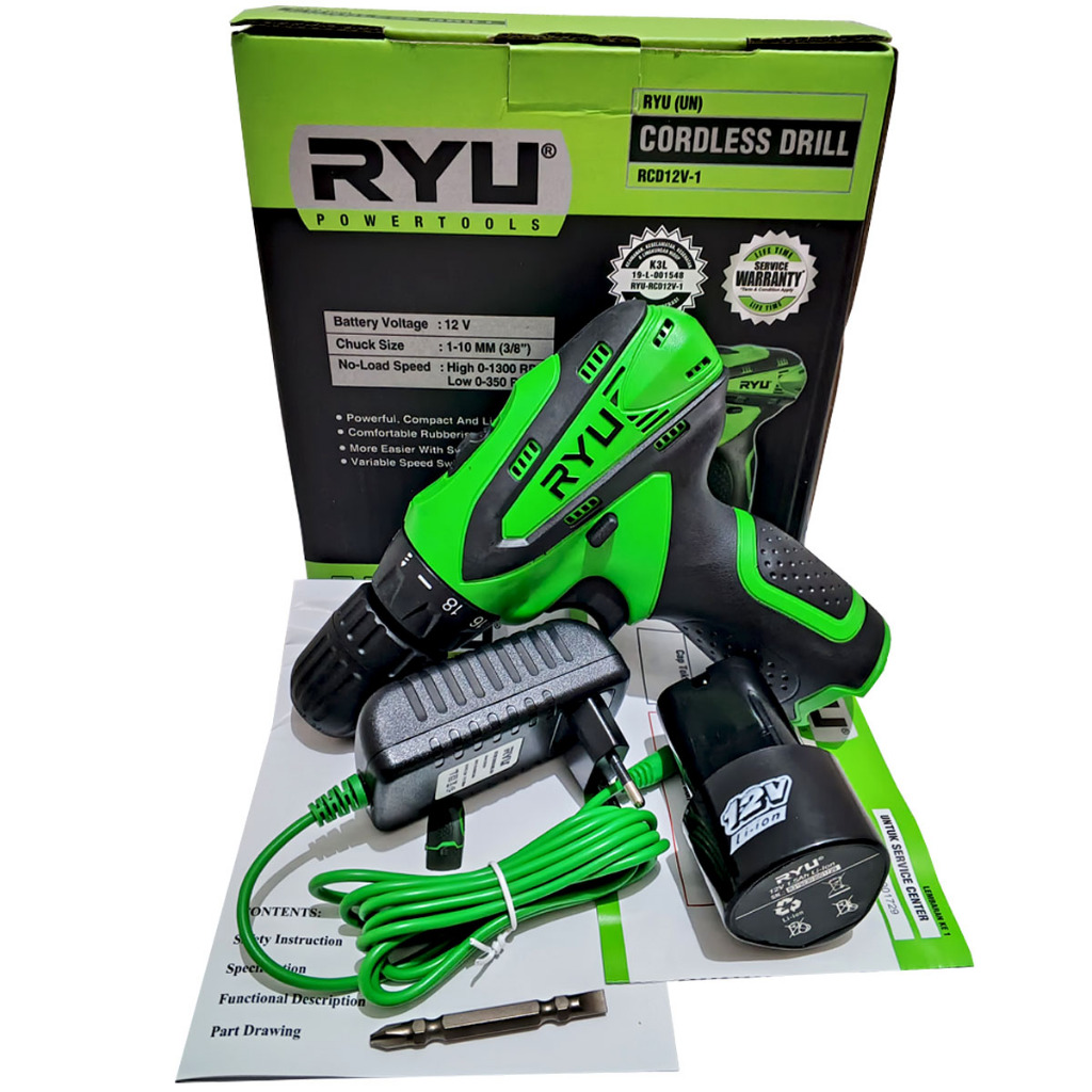 Jual ORIGINAL!!! MESIN ALAT BOR CORDLESS RYU RCD 12V-1 BOR BATERAI ...