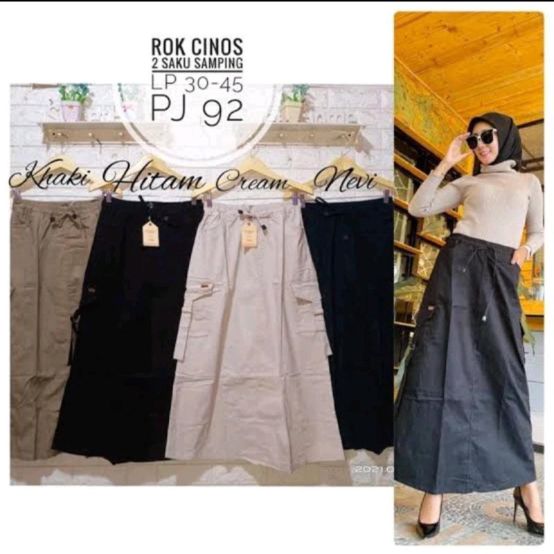 Jual ROK CARGO PANJANG WANITA STANDAR JUMBO KOREAN STYLE / MAXY DRESS ...