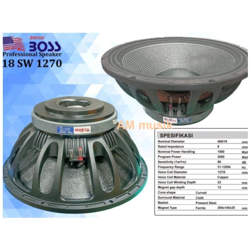 Jual SPEAKER COMPRESSOR AMERICAN BOSS 18SW1270 SUBWOOFER 18 INCH