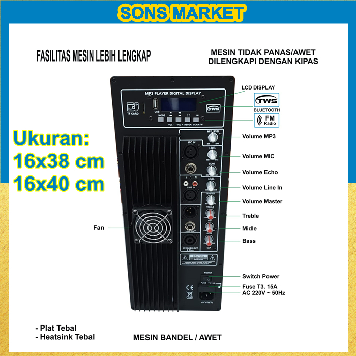 Jual POWER KIT MESIN KIT SPEAKER AKTIF USB BLUETOOTH 1000 WATT TWS ECHO