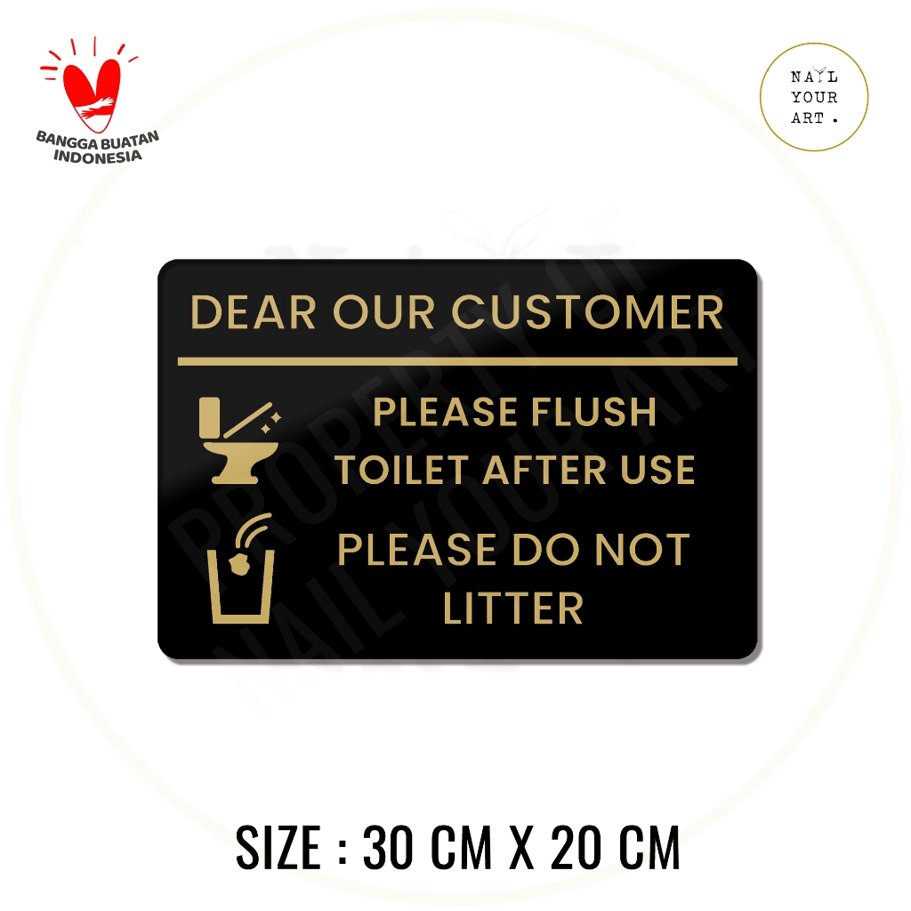 Jual SIGN TOILET RULES PLEASE FLUSH AFTER USE DO NOT LITTER