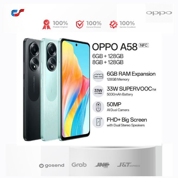 Jual Oppo A58 NFC 8/128GB 6/128GB - MediaTek Helio G85 Garansi Resmi ...