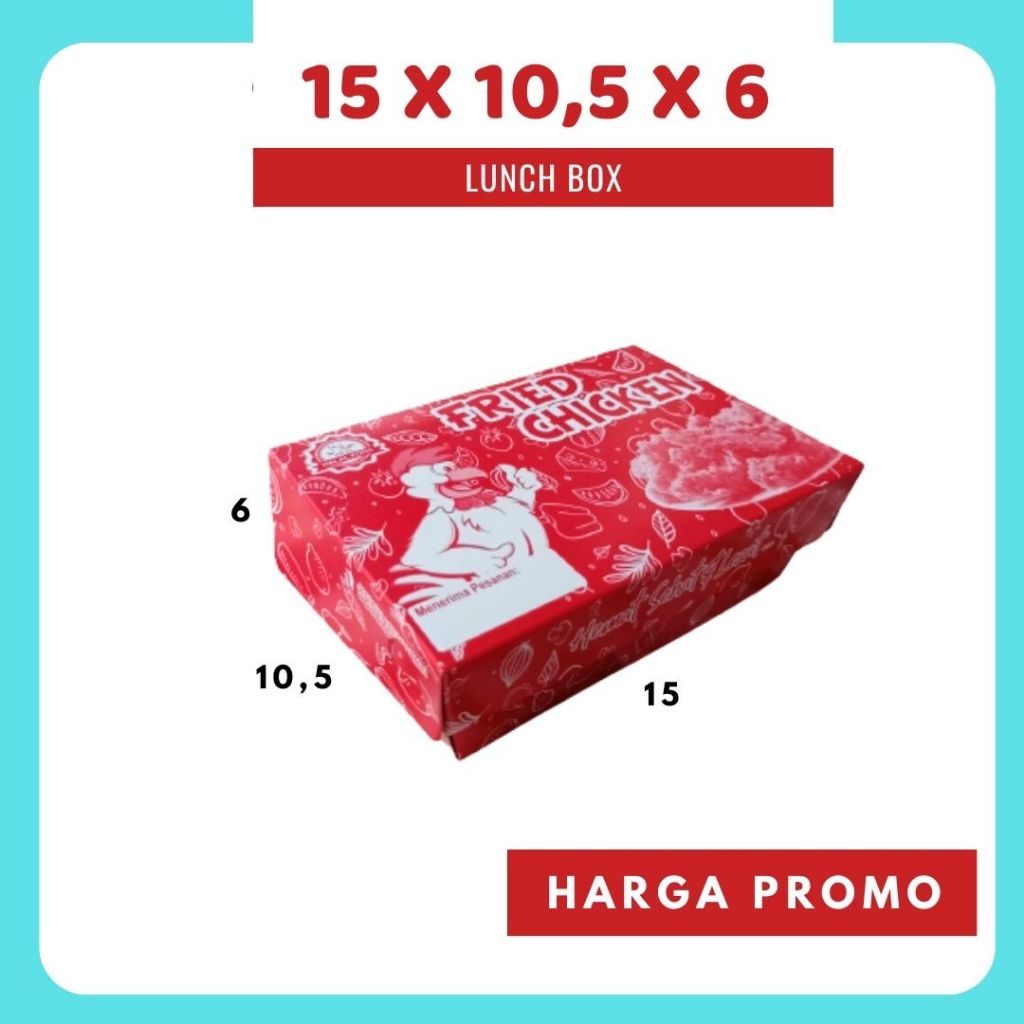 Jual Kardus Lunch Box 15x10,5x6 DC box KFC dus packing kotak kemasan