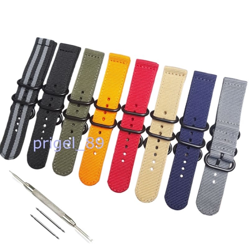 Jual Strap Tali Jam Tangan kanvas nato pendek 18mm 20mm 22mm 24mm