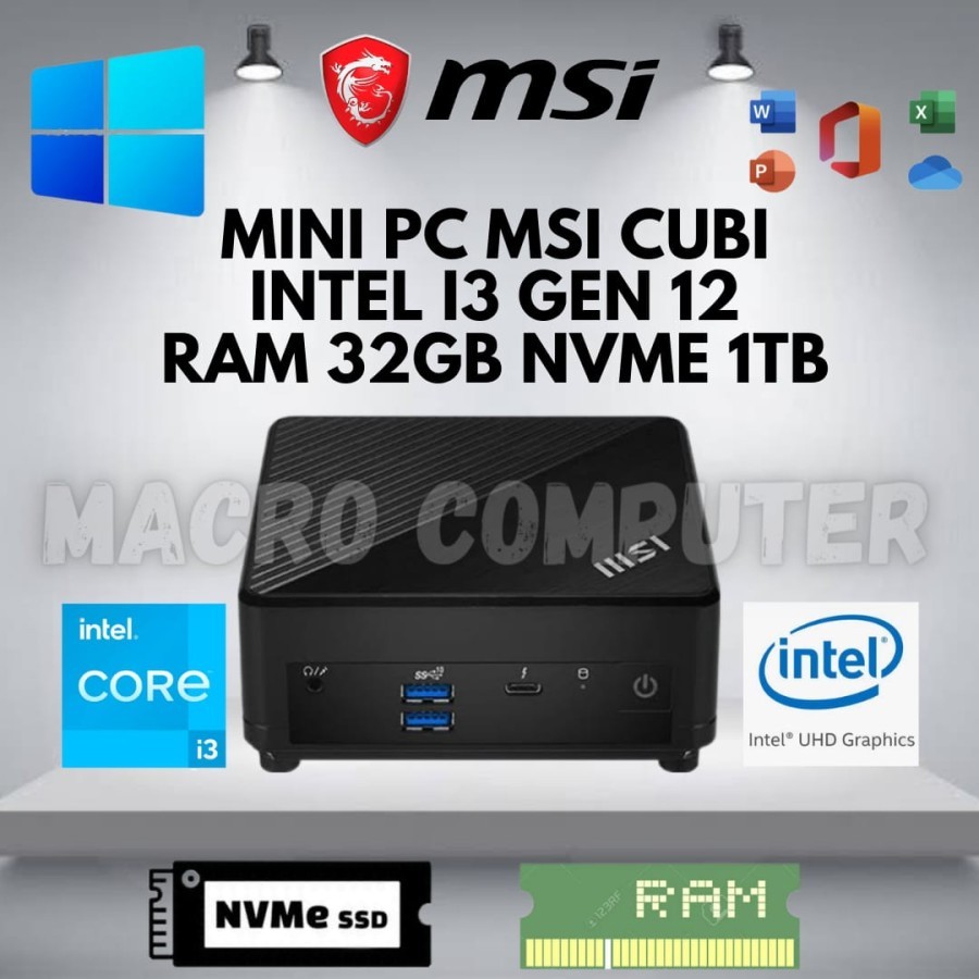 Jual MINI PC MSI I3 GEN 12 FULLSET +WIN 11 +RAM +SSD | MSI CUBI 5 12M ...