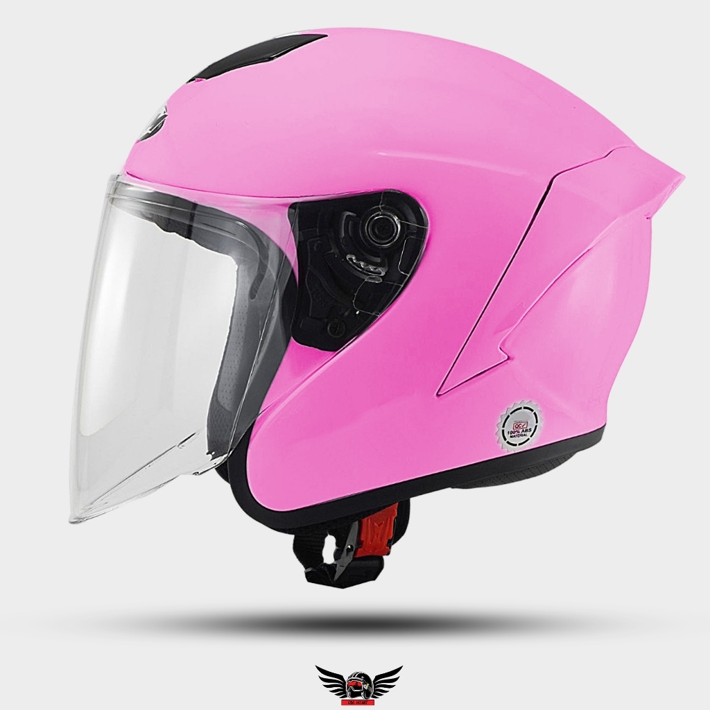 Jual Helm Half Face MLA CERBERUS PINK KACA VISOR BENING/ Helm Premium ...