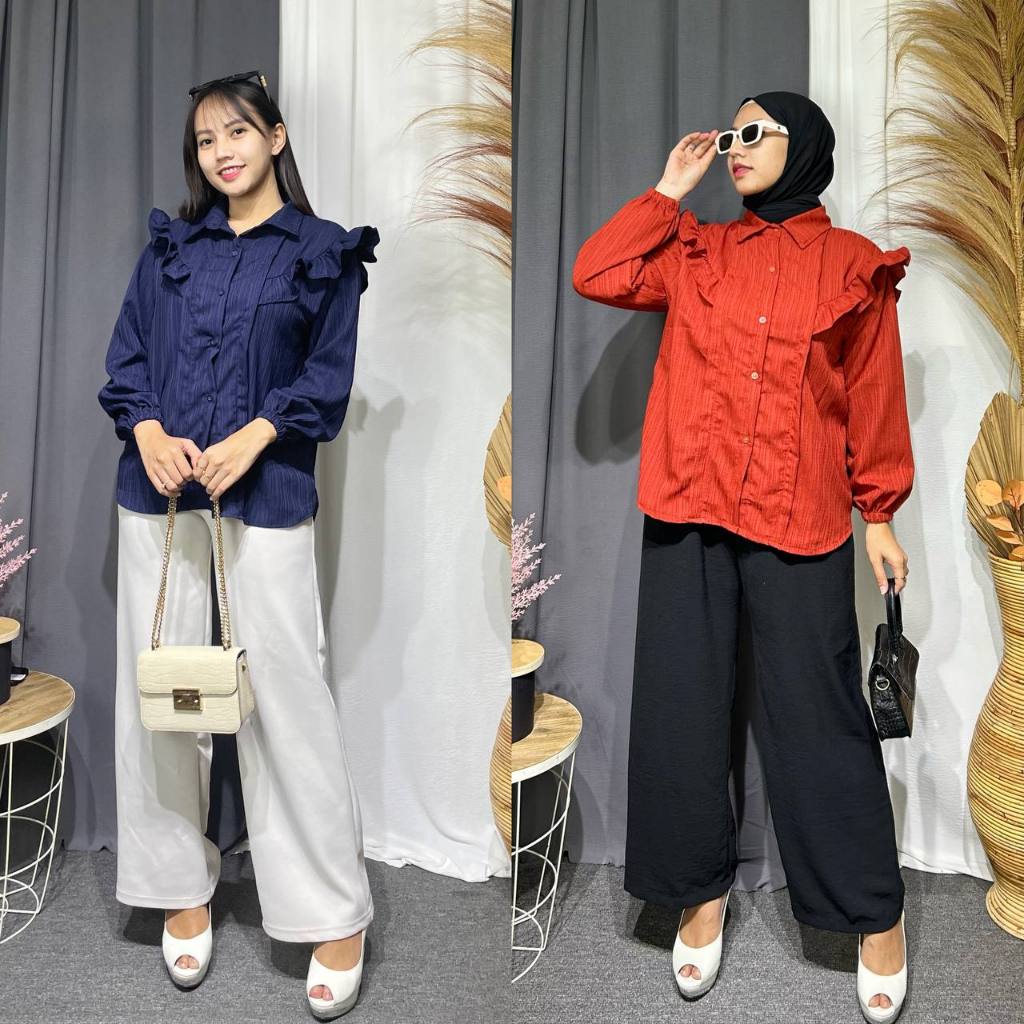 Jual RX FASHION - BLOUSE ATASAN RAMPEL RUFFLE KOREAN LADY CRUSH / HARRI ...