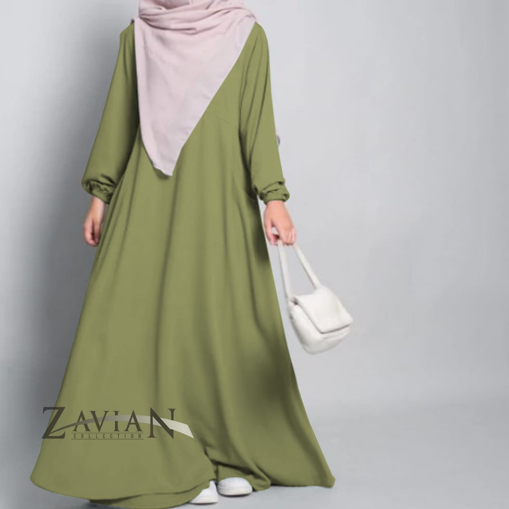 (Bisa COD) Zavian Abaya turki lengan karet wool peach premium / gamis remaja santri putri kekinian ukuran S M L XL XXL