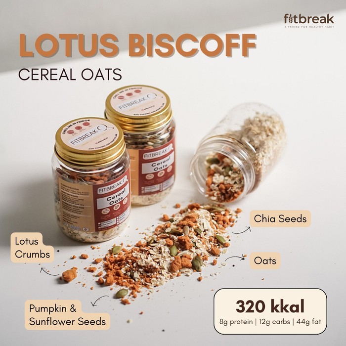 Jual FITBREAK Lotus Biscoff Cereal Oats | Shopee Indonesia