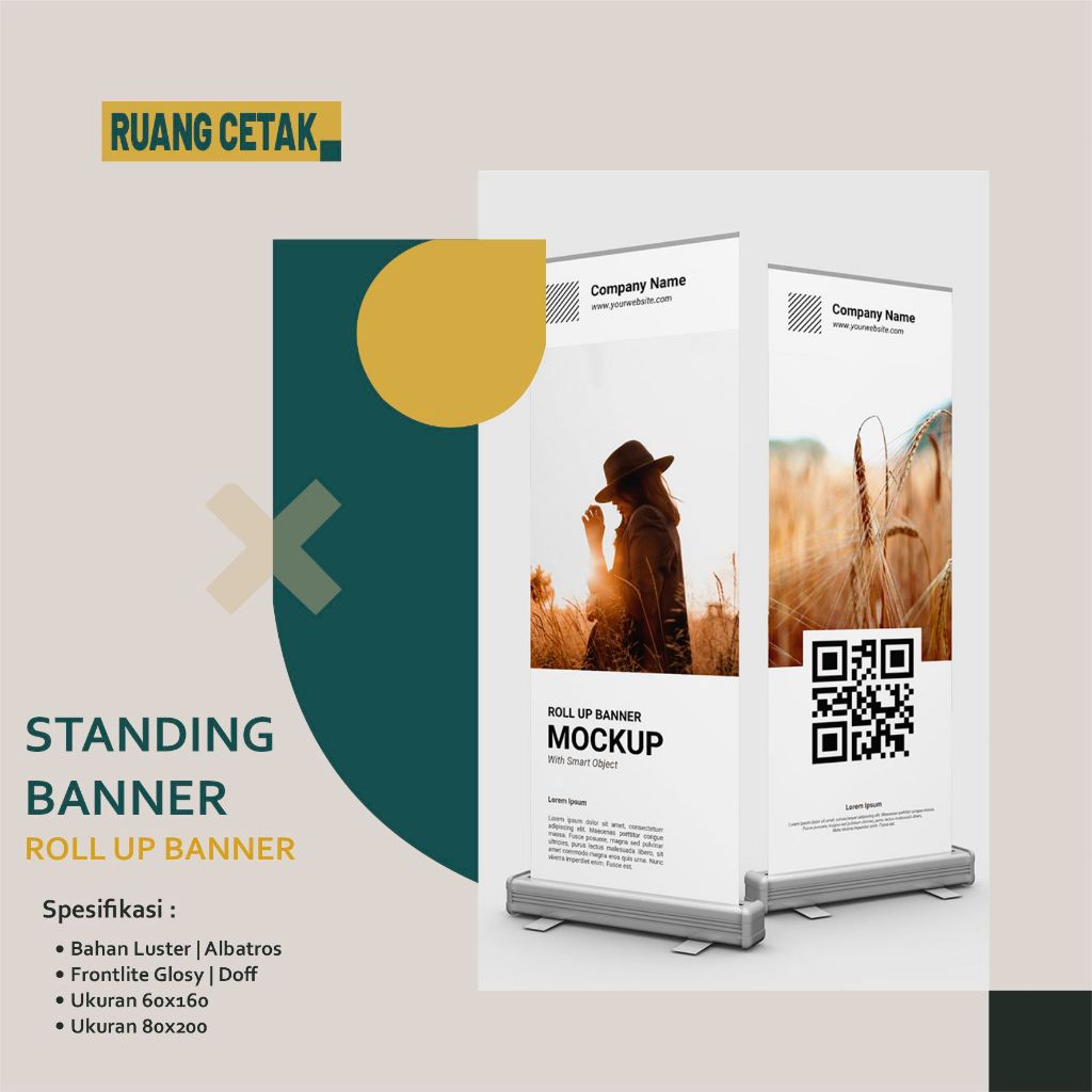 Jual Cetak Roll Up Banner Custom Murah Print Roll Banner Standing Alumunium Ukuran X