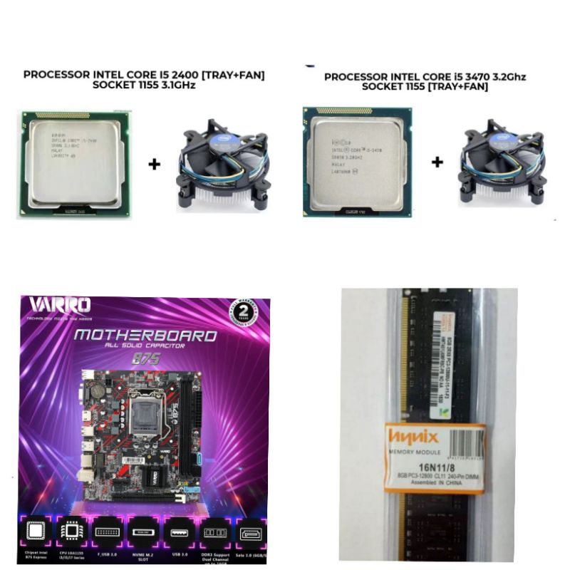 Jual PAKET PROCESSOR INTEL CORE i5 LGA 1155 + MOTHERBOARD VARRO H61 ...