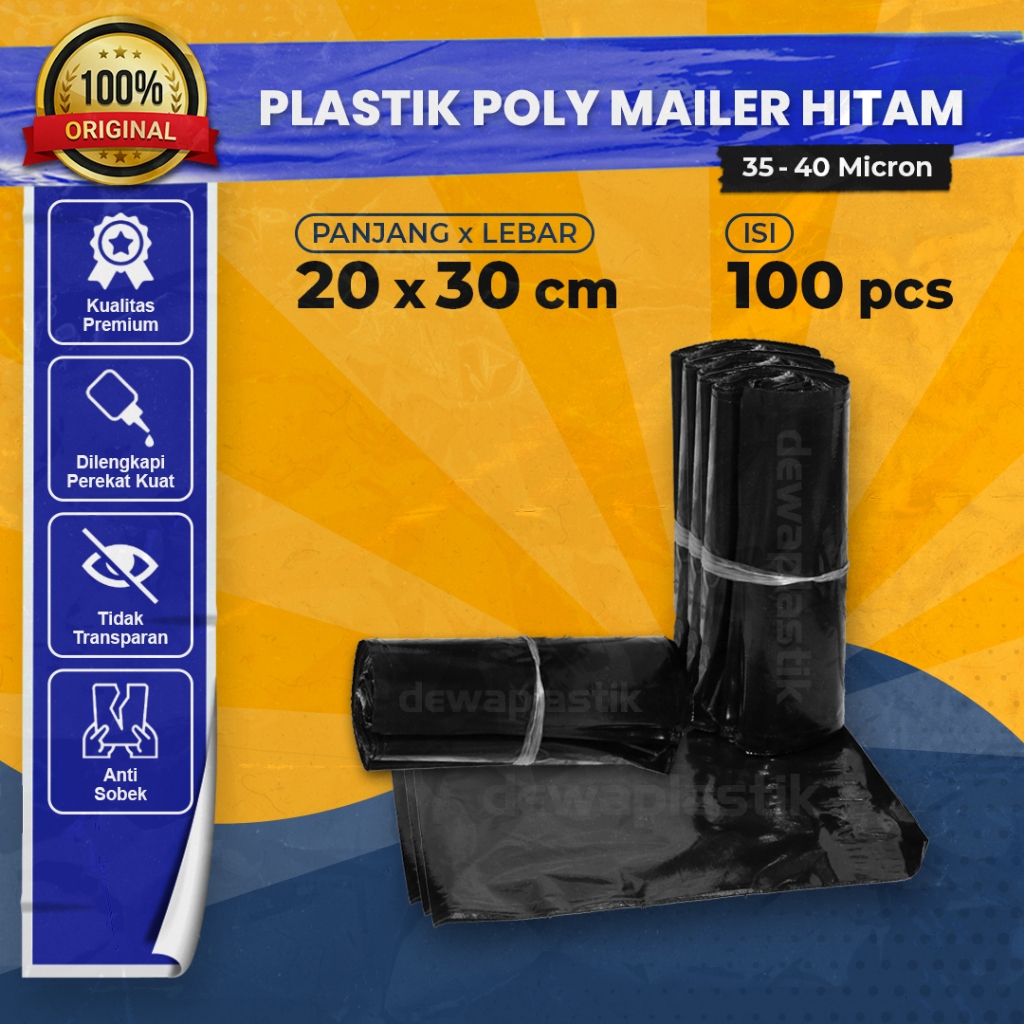 Jual Plastik Packaging Poly Mailer Hitam Glossy 20x30 Cm Isi 100pcs Amplop Kemasan Polymailer 4726