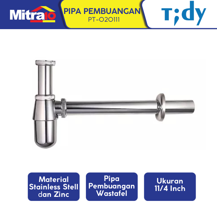 Jual Tidy P-Trap Stainless Pipa Pembuangan Wastafel PT-020111 11/4 Inch ...