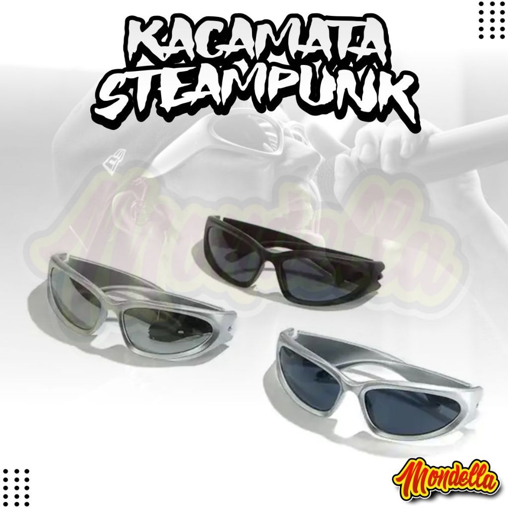 Jual Kacamata Steampunk Hitam Sunglasses Cyberpunk Hip Hop Punk Kacamata Bersepeda Gaya Retro