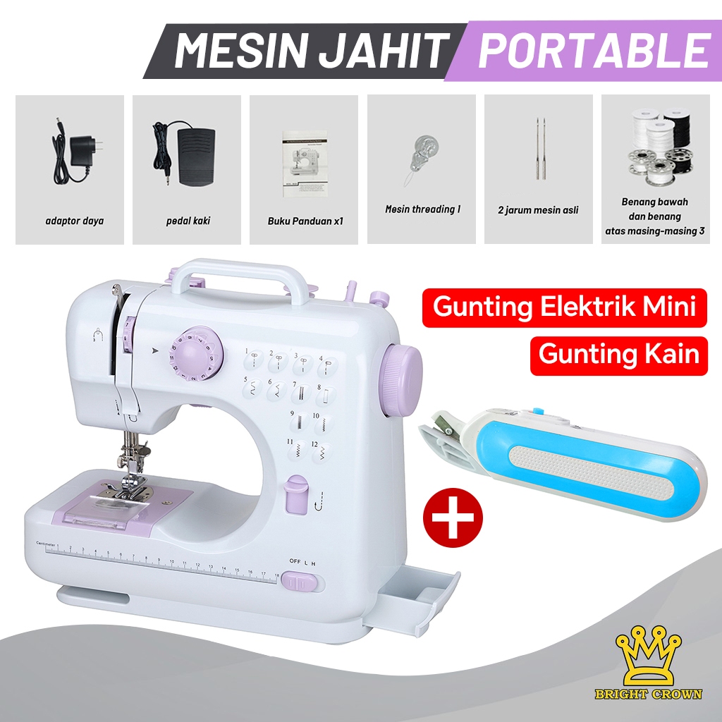 Jual Bright Crown Mesin Jahit Mini Portable 505A 12 Jenis Pola Jahitan ...