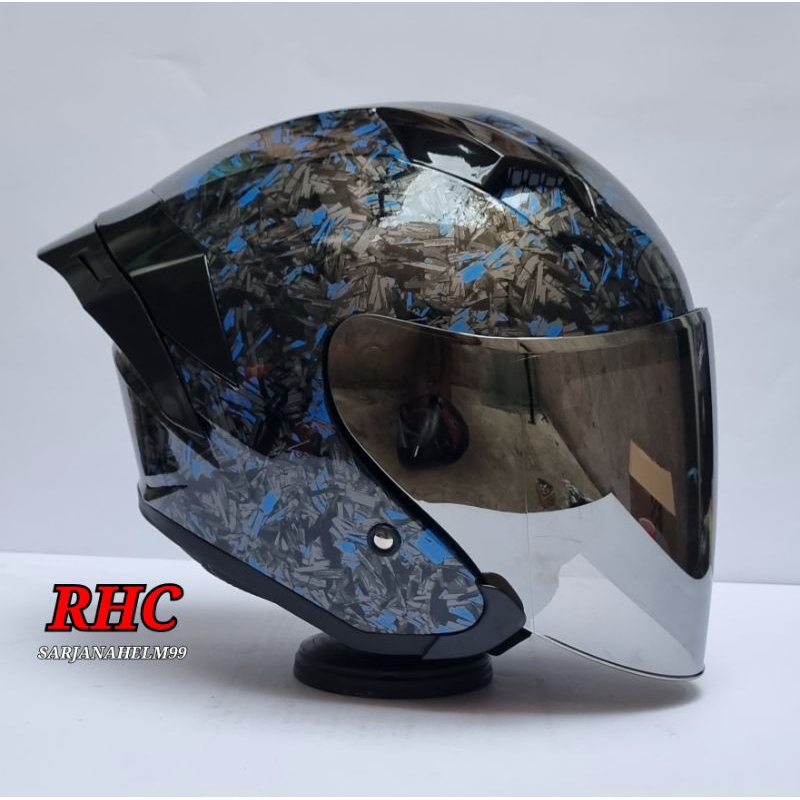 Jual helm giftsargon carbon helm half face dewasa pria wanita kekinian
