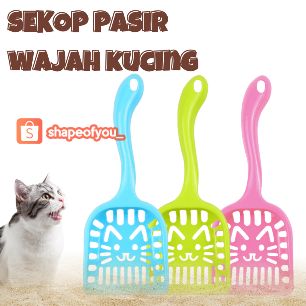 Jual Sekop Pasir Kucing Motif Wajah Kucing Lucu Serok Pasir Lubang SKOP ...