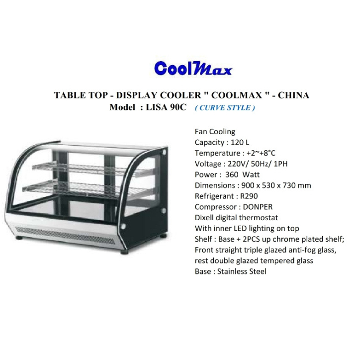Jual TABLE TOP DISPLAY COOLER COOLMAX LISA 90C (BERAT ASLI) Shopee